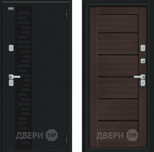 Входная металлическая Дверь Bravo Thermo Техно Декор Букле черное/Wenge Veralinga в Дедовске