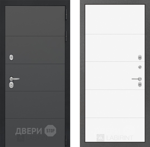 Входная металлическая Дверь Лабиринт (LABIRINT) Art 13 Белый софт в Дедовске