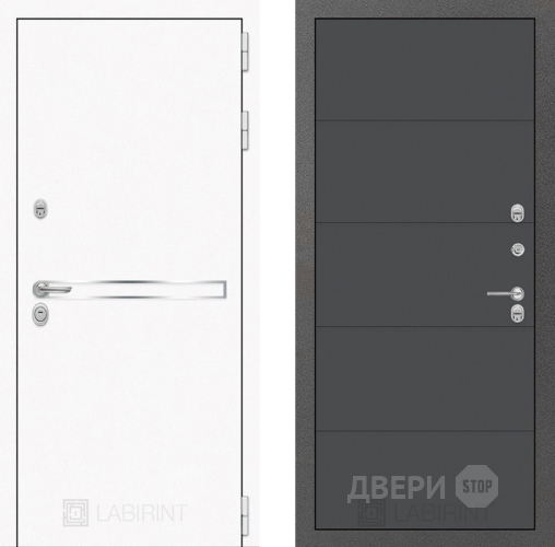 Дверь Лабиринт (LABIRINT) Лайн White 13 Графит софт в Дедовске