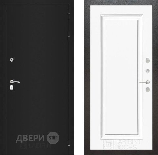 Дверь Лабиринт (LABIRINT) Classic шагрень черная 27 Белый (RAL-9003) в Дедовске