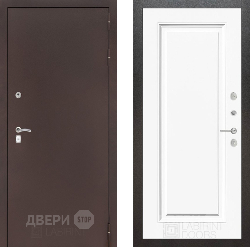 Дверь Лабиринт (LABIRINT) Classic антик медь 27 Белый (RAL-9003) в Дедовске