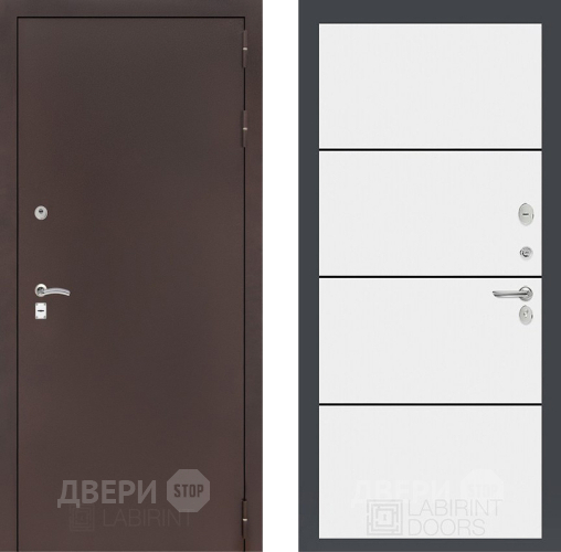 Дверь Лабиринт (LABIRINT) Classic антик медь 25 Белый софт в Дедовске