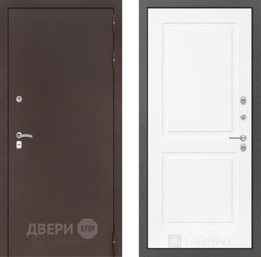 Дверь Лабиринт (LABIRINT) Classic антик медь 11 Белый софт в Дедовске