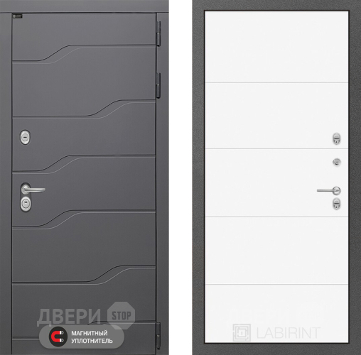 Входная металлическая Дверь Лабиринт (LABIRINT) Ривер 13 Белый софт в Дедовске